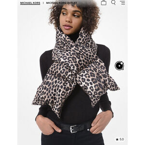 Michael Kors Leopard Print Scarf Brown Black One Size